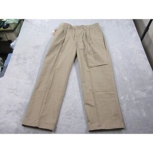 Lee Performance Khakis Pants Mens 34x29 Tan Pleated Cuffed Nano Care Cotton